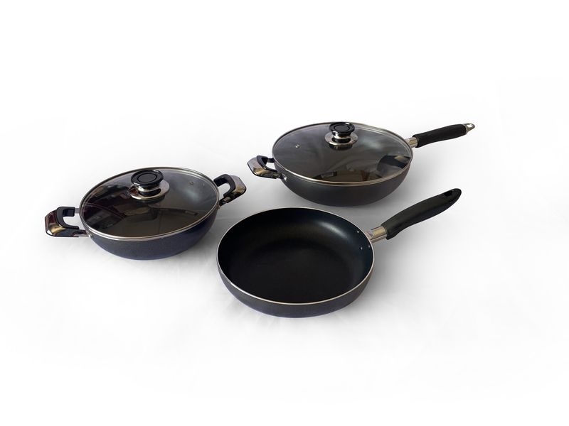 Real Chef Non-Stick Wok Pans and Fry Pan Combo 5 Piece Set