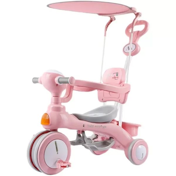 Kids Tricycle Stroller With Lights/Music And Canopy