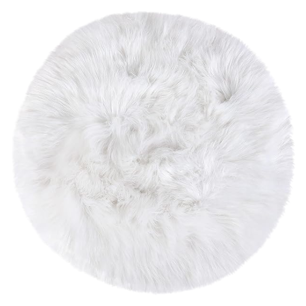 Circular-Shaped Soft Plush Cosmetic Non-Slip Manicure Mat - White