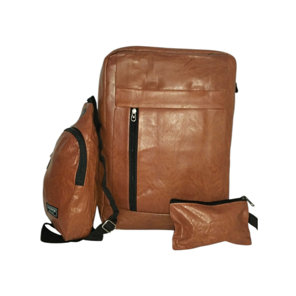 Faux Leather Laptop Backpack and Bag 3-in-1 combo
