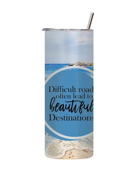Destinations 20 Oz Tumbler Lid Straw Motivational Words Graphic Gift 142