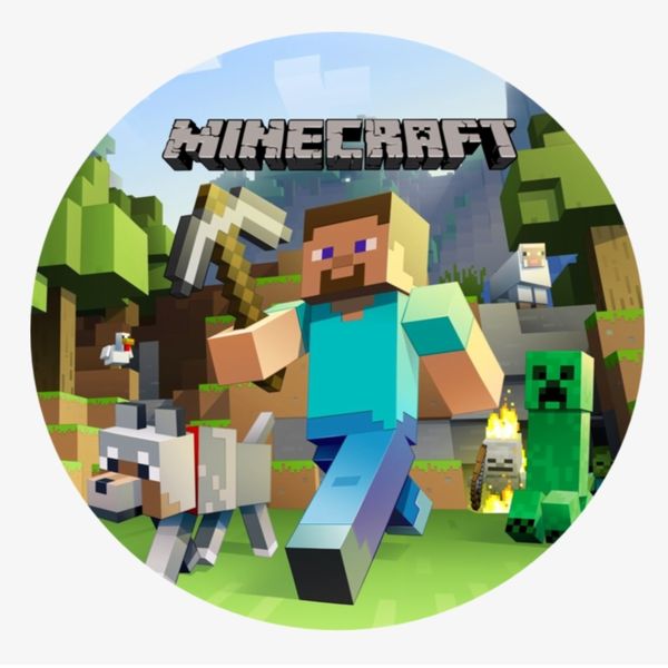 Minecraft Round Wooden Vinyl Signage 40CM