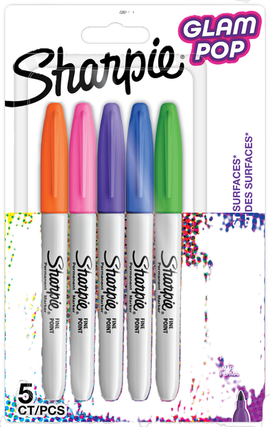 SHARPIE Permanent Markers Fine Point Glam Pop 5's