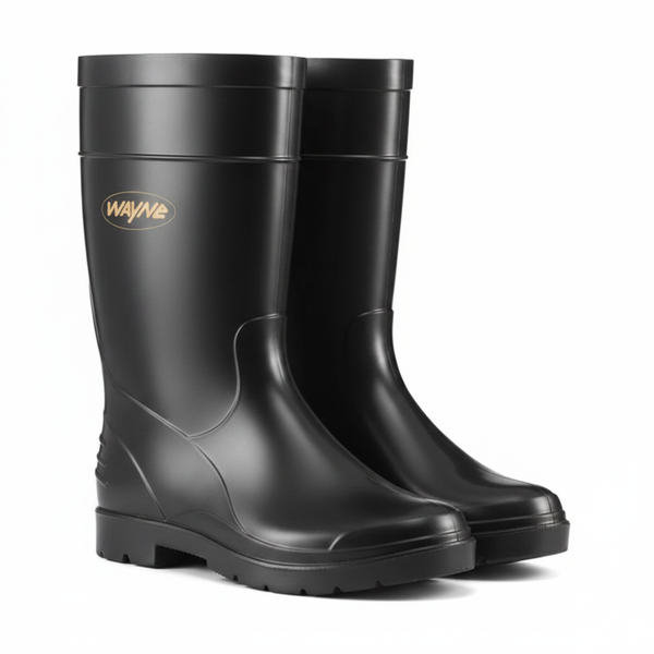 Gumboots Ladies Waterproof Half-Length Black Rubber Boots - 2 Pack