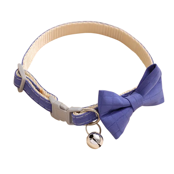 Blue Cute Pet Bow Tie Adjustable Cat and Small Dog Collar With Bell