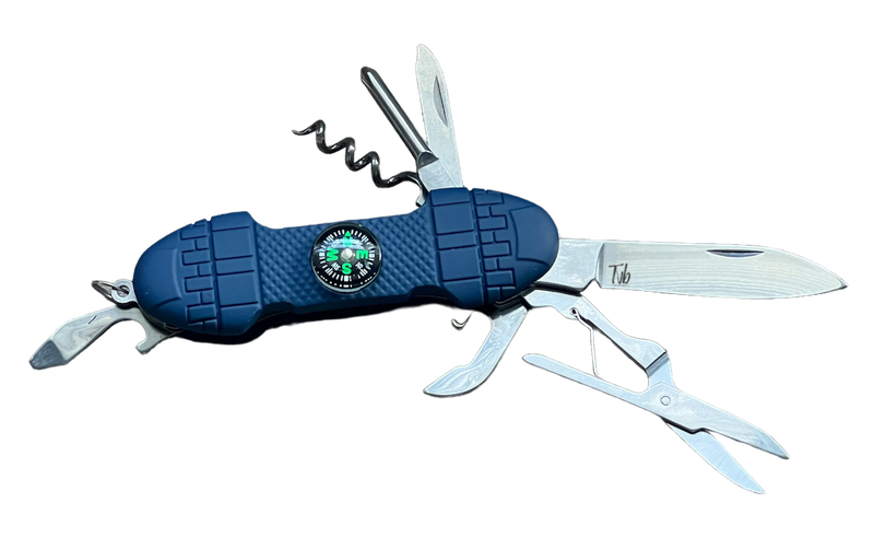 Navigate and Cut with the Tvb 7Pc Blue Multi-Tool Knife Set With Compass