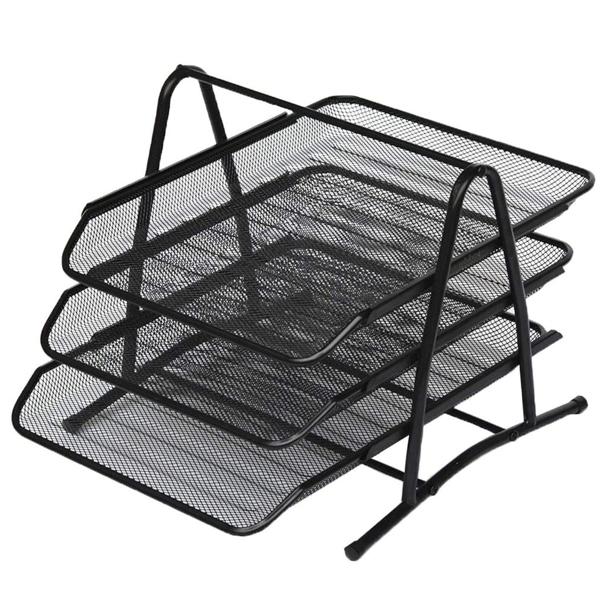Mix Box Desktop Wire Mesh File Organizer Tray- 3 Tier