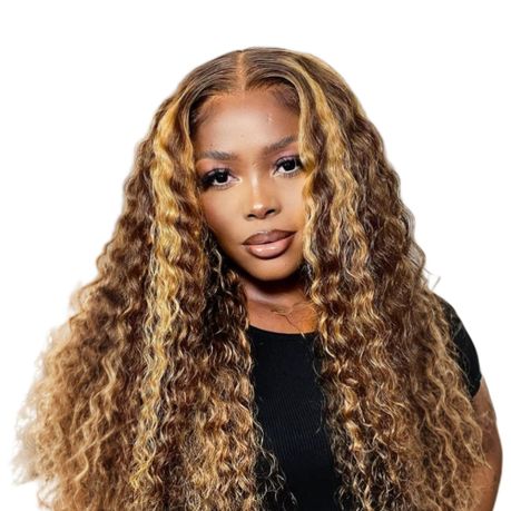 VSP 18" Blonde Highlight Piano Color Peruvian Hair 13x4 Full Frontal Wig Image