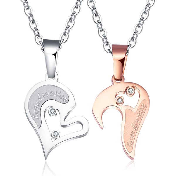 Silver &amp; Rose Gold Couple's Necklace (NL-GX537-GO)