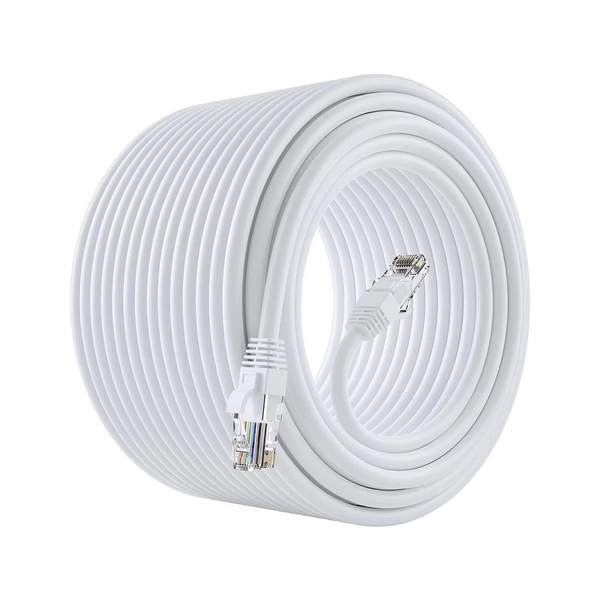 50m Cat6 Ethernet Cable - 10Gbps High-Speed LAN Cable (RJ45 to RJ45, White)
