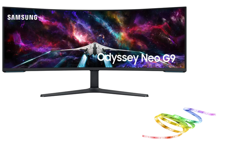 Samsung 57" Odyssey Neo G9 Monitor + CYBER SHACK Smart LED WiFi Light Strip