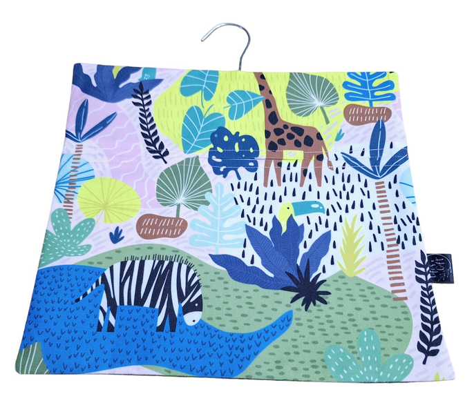 Laundry Peg Bag - Blue Leaves and Zebra Drinking Water