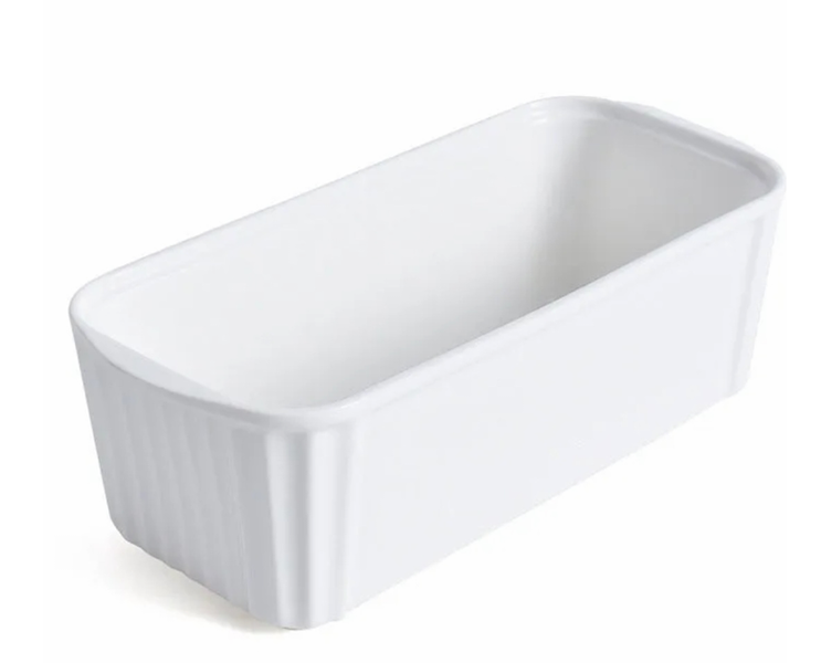 White Ceramic Rectangular Bread Pan