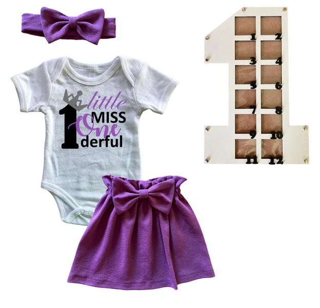 First Birthday Outfit-Skirt, vest &amp; Photo Frame- Purple-1derful