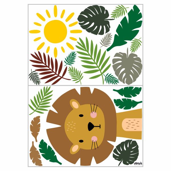 Lion in Leaves Wall Stickers