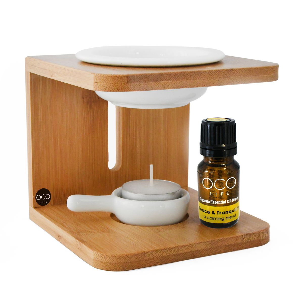 Bamboo Oil and Wax Melt Aroma Burner with Oil blend