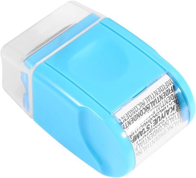 Mini Roller Self Inking Stamp Blue, Privacy Protection Security Stamp