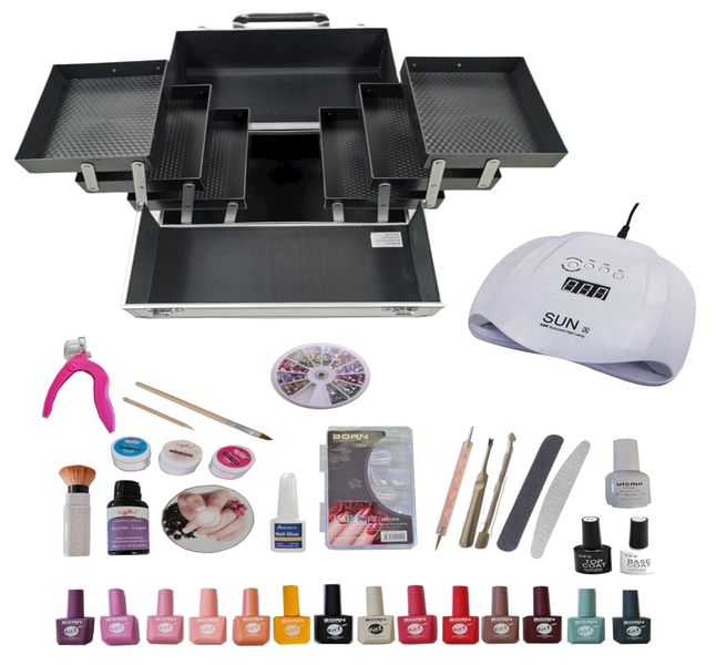 Professional Lock-up and go Nail Kit with a Carry Case and UV Lamp
