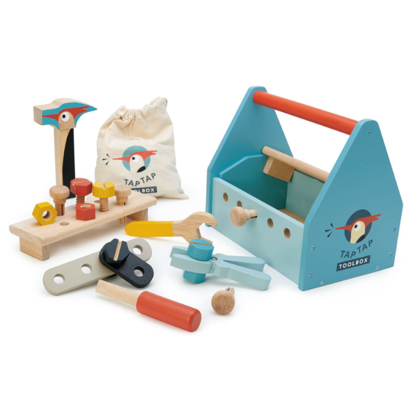 Tender Leaf Wooden Tap Tap Tool Box (Includes Variety Of Tools)