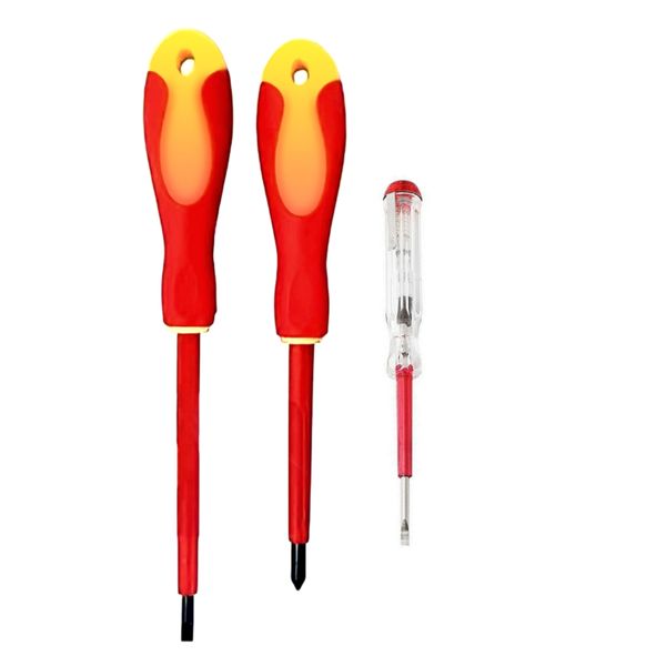 3 Piece Electrical Insulated Screw Driver &amp; Tester Set