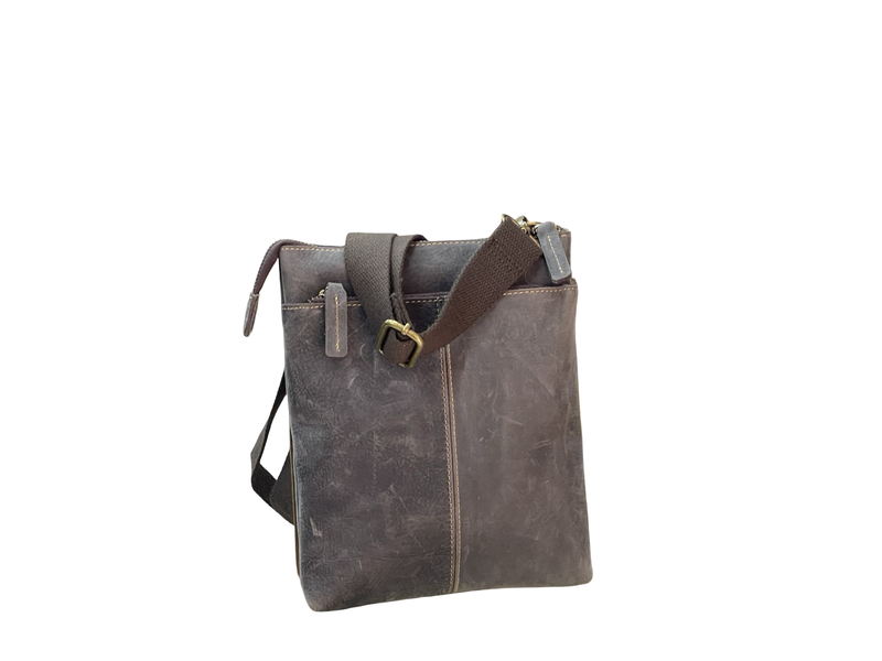 Obsidian Earth Distressed Leather Courier