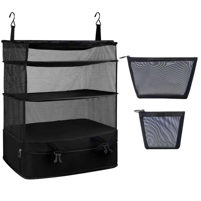 3-Shelf Hanging Packing Cubes Portable Luggage Packing Storage Cube