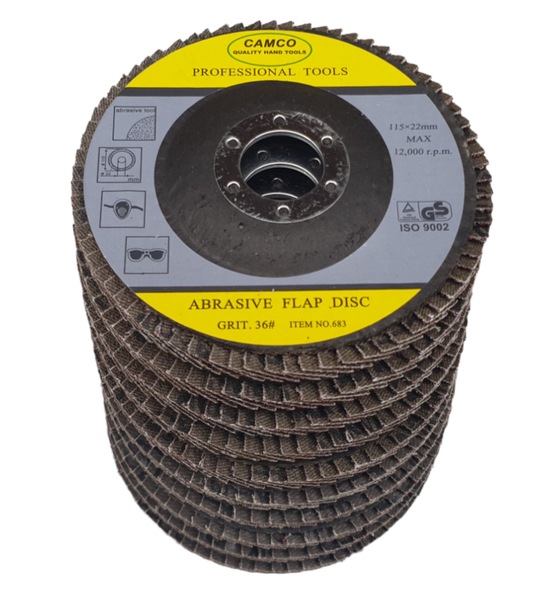 Camco (Pack of 10) Flap Discs 115mm - 36 Grit