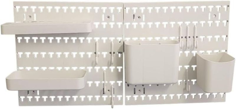 2-Piece Wall Mounted Hole-Free Plastic Pegboard Set (28x28cm)-1 pack