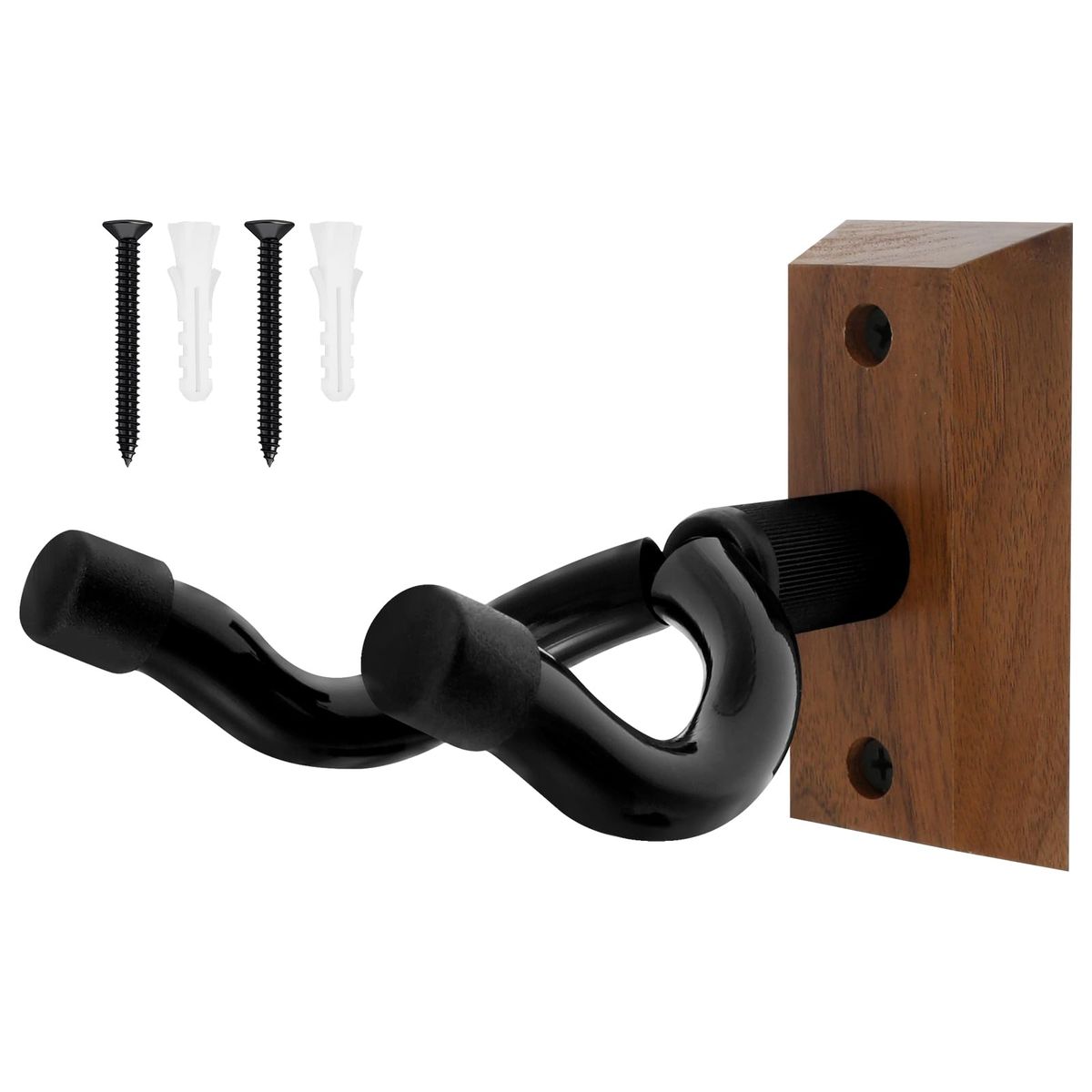 Black Walnut Guitar Wall Hangers - U-Shaped Rotatable Mount