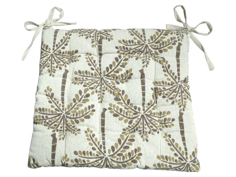 Cotton Square Leaf Design Chair Pad Outdoors 39x39cm