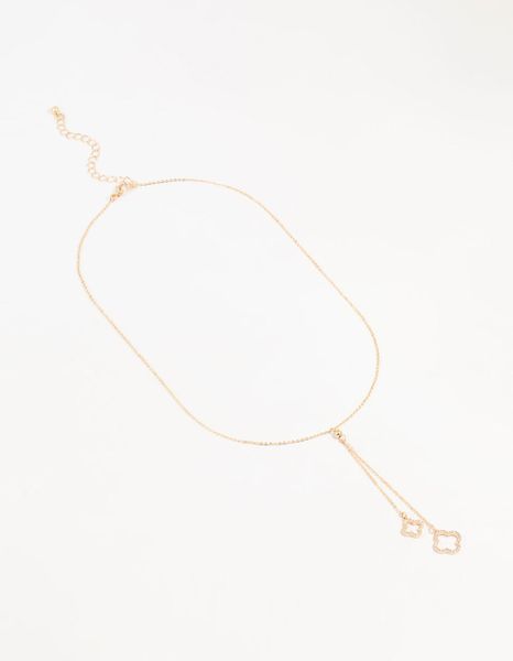 Lovisa Gold Cubic Zirconia Clover Y Necklace