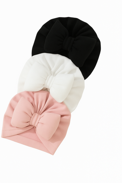 Newborn Baby Girl Turbans Bow Decor Headwrap - Set of 3