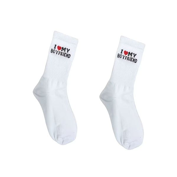 White I Love my Boyfriend SocksGift Anniversary, Valentine's, Christmas