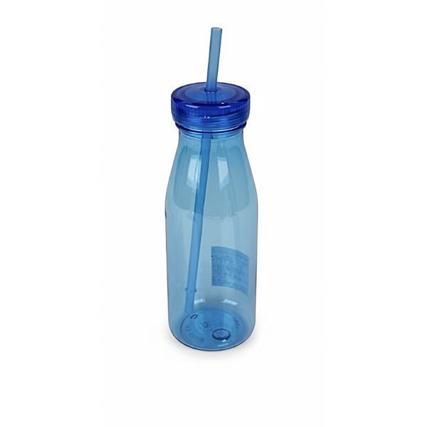 500ml Dark Blue Plastic Water Bottle with Straw - Everyday Hydration