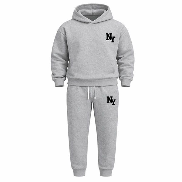 Secret Shield Men's Thermal Letter Print Casual Sweatpants Set Light Grey