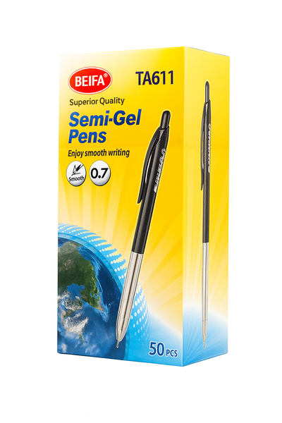 Semi-Gel Pens - Black Ink - 0.7mm - Box of 50 x 2-100 Pens