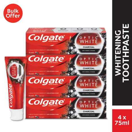 Colgate Optic White Charcoal, Whitening Toothpaste - 4x75ml