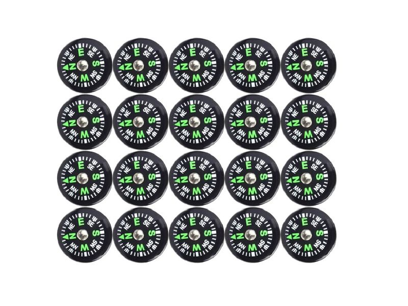 Mini Oil Filled Button Compass 20 Pack, 20mm for Hiking &amp; Survival