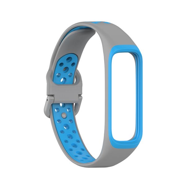 Silicone Sport Strap Compatible With Samsung Galaxy Fit 2 R220 -Grey &amp; Blue