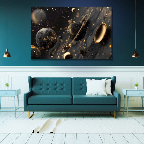 Canvas Wall Art Decor - Golden Galaxy Artwork