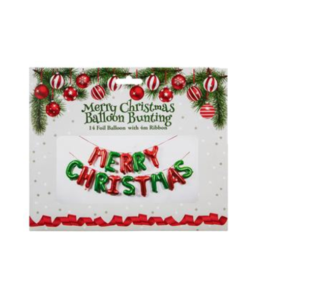 Christmas 14 Piece Foil Balloons With Ribbon x 2