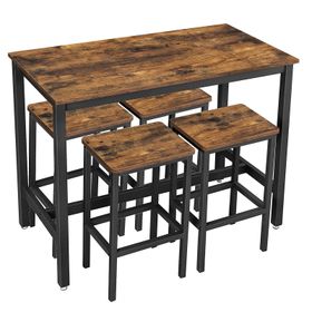 Bar Table Stool Set Dining Table Set 4 Chairs Kitchen Counter Bench ...