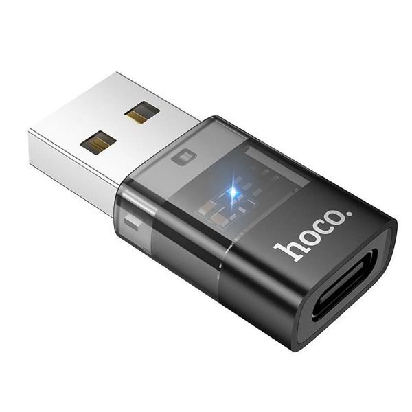 USB Male to USB-C / Type-C Female OTG Transparent Adapter(Black) UA36C