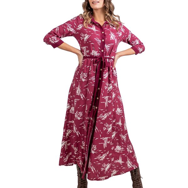 HBW051 AB Shirt Ls Dress Island - Plum