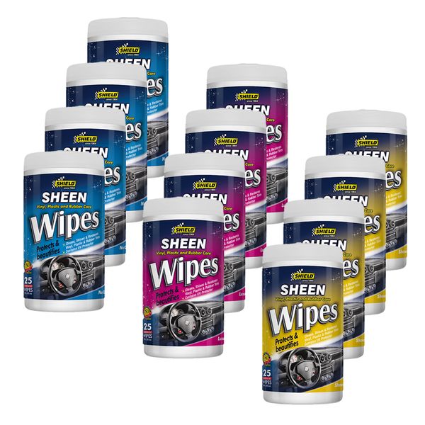 Shield Sheen Interior Wipes - Mixed 12 Pack (Luxury, Showroom &amp; Nu-Car)