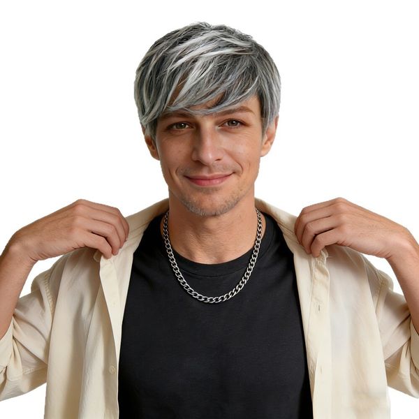 Wig, Simulated Straight Men's White To