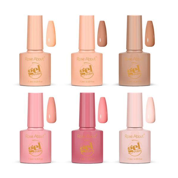 UV Gel Nail Polish -Set of 6 (N for Nudes) Gift Set