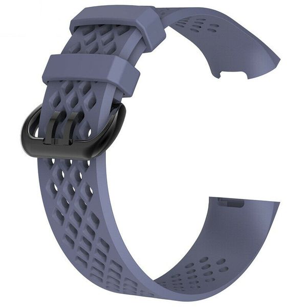 Mesh Silicone Strap Compatible with Fitbit Charge 3/4 (Size: M/L) -Grey