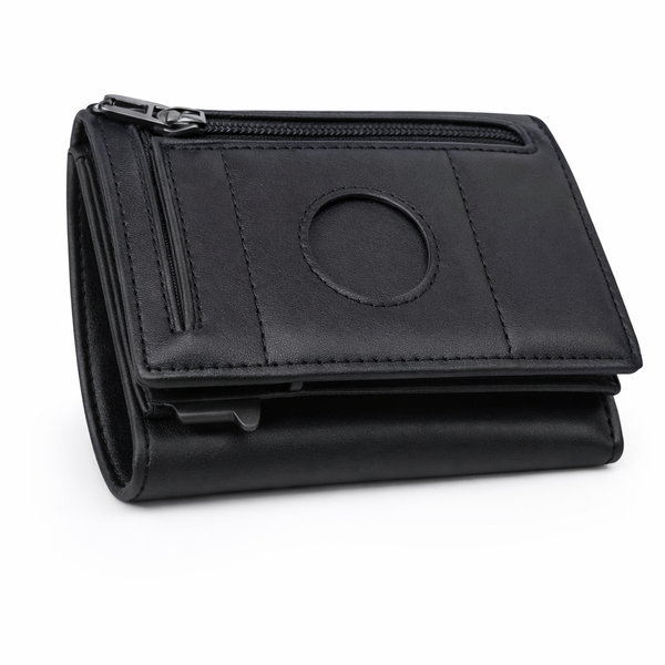 RFID Blocking Leather Wallet - Bulky Multi-Card Wallet with Zip Coin Pocket