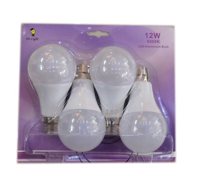 DrLight 12W LED Aluminum Bulb 6500k B22- 4pcs Pack